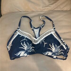 Roxy Blue and White Floral Bikini Top